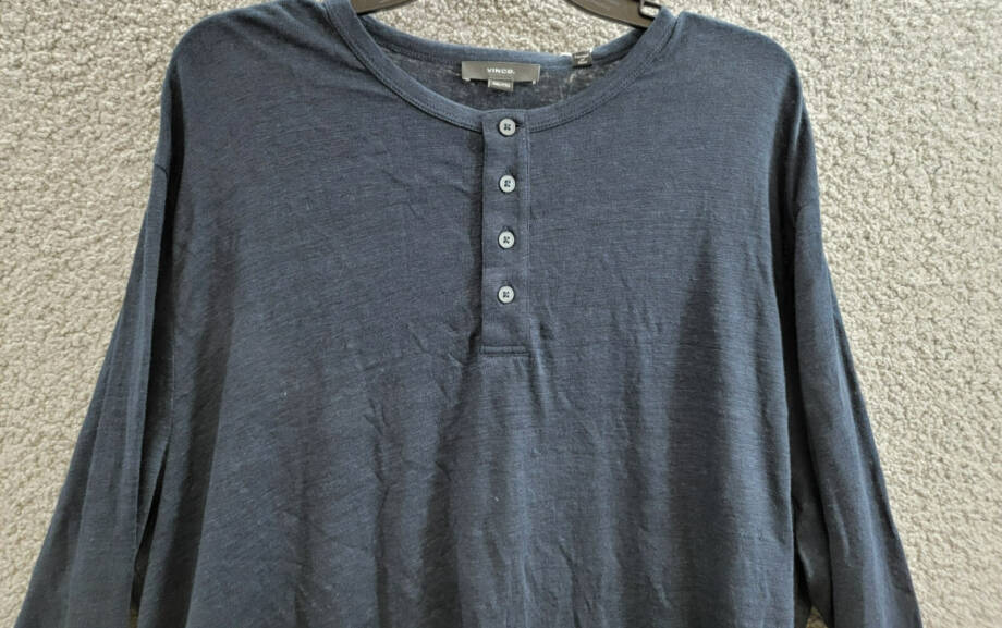 Vince Long Sleeve Linen Henley Shirt Men's XXL Coastal Button Placket Pullover
