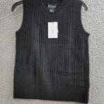 C by Bloomingdale's Cashmere Crochet Crewneck Vest Women's S Black Pullover