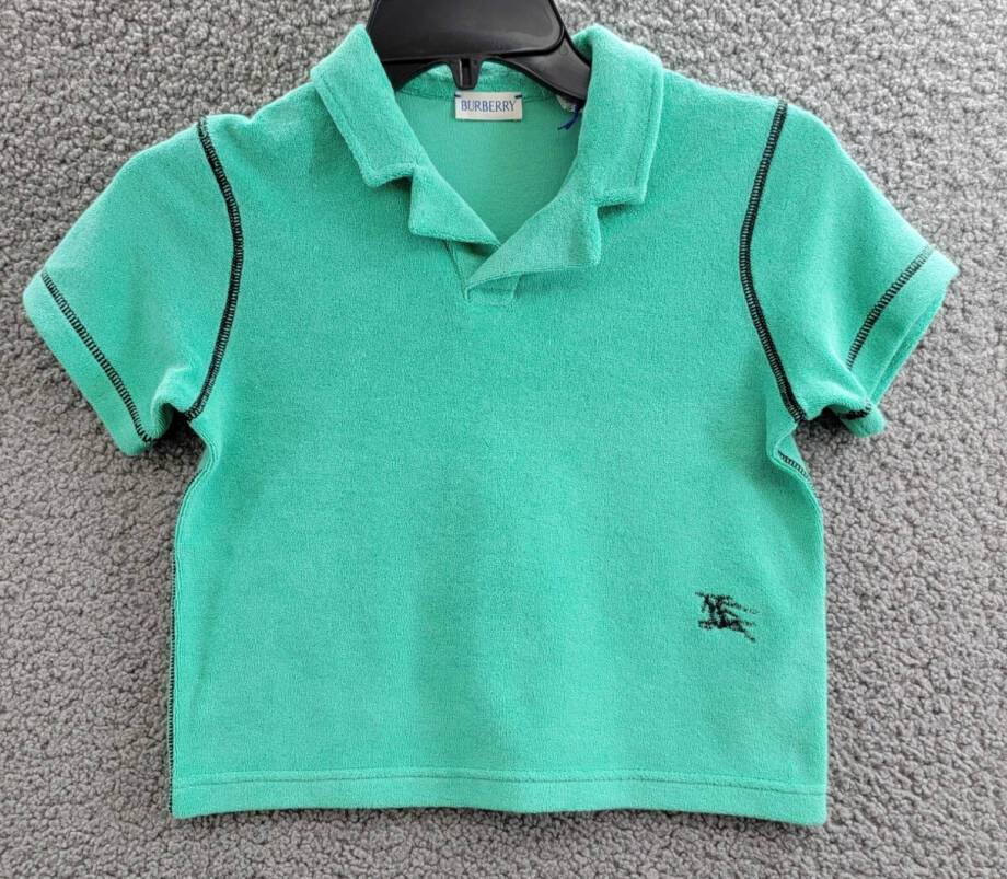 Burberry Towelling Polo Shirt & Shorts Set Boys 4Y Bright Jade Contrast Trim