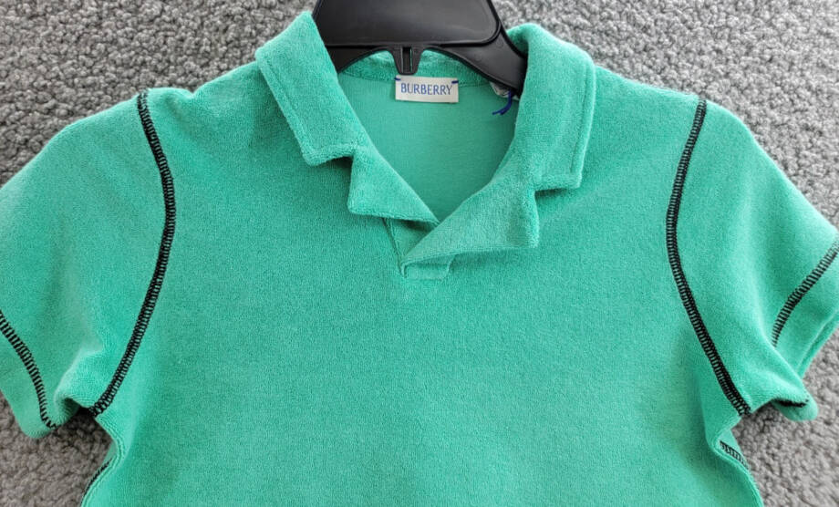 Burberry Towelling Polo Shirt & Shorts Set Boys 4Y Bright Jade Contrast Trim