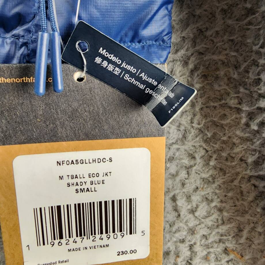 The North Face ThermoBall Eco 2.0 Jacket Men's S Shady Blue Full Zip Long Sleeve