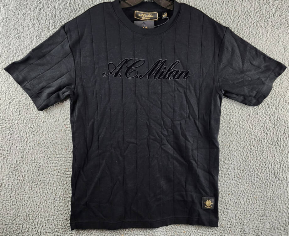 A.C. Milan Monochrome Graphic T-Shirt Men's S Black Crewneck Short Sleeve