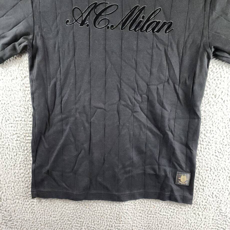 A.C. Milan Monochrome Graphic T-Shirt Men's S Black Crewneck Short Sleeve