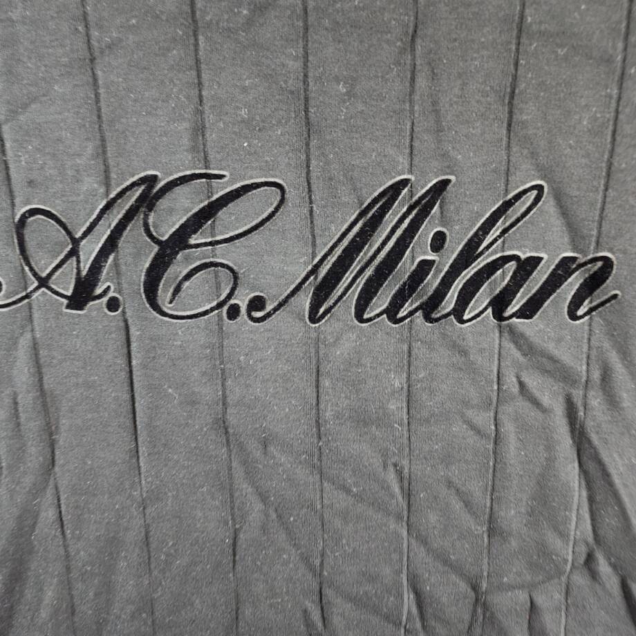 A.C. Milan Monochrome Graphic T-Shirt Men's S Black Crewneck Short Sleeve