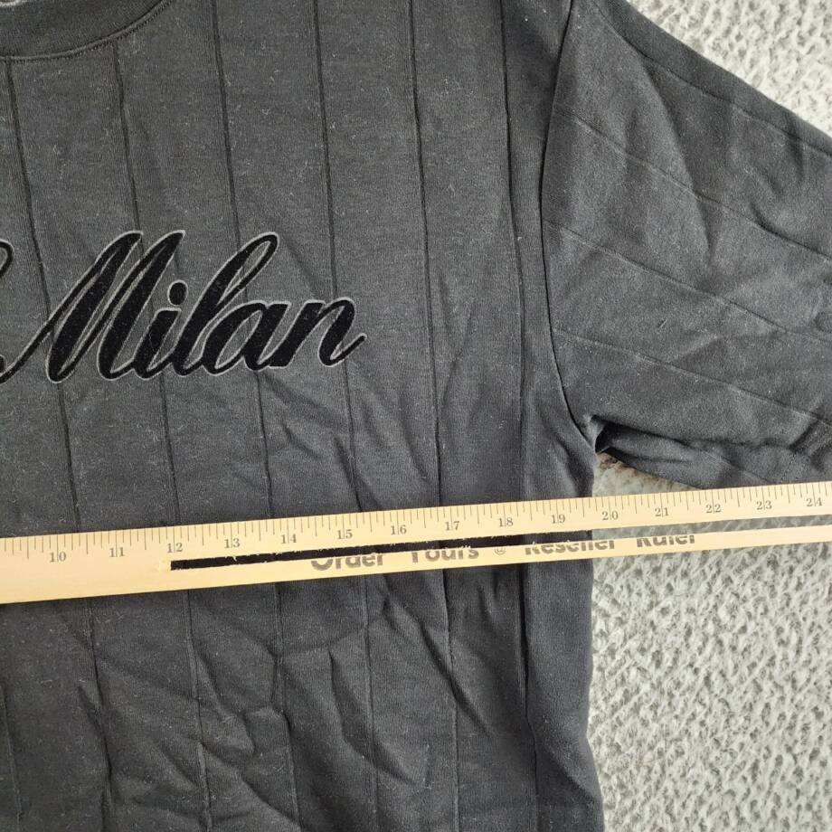 A.C. Milan Monochrome Graphic T-Shirt Men's S Black Crewneck Short Sleeve