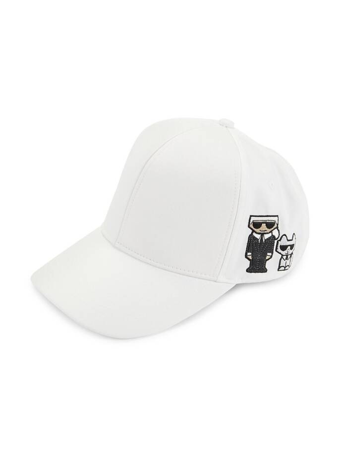 Karl Lagerfeld Paris Embroidered Baseball Cap Women's One Size White Adjustable