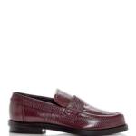 Alexander Mcqueen Croc Embossed Apron Toe Loafers Men's 44/11 US Burgundy
