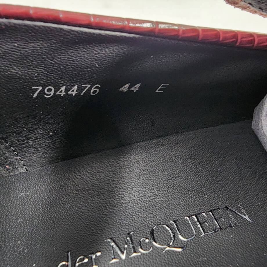 Alexander Mcqueen Croc Embossed Apron Toe Loafers Men's 44/11 US Burgundy