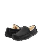 UGG Ascot Shearling Slippers Men's 8 Black Round Toe Solid Slip On