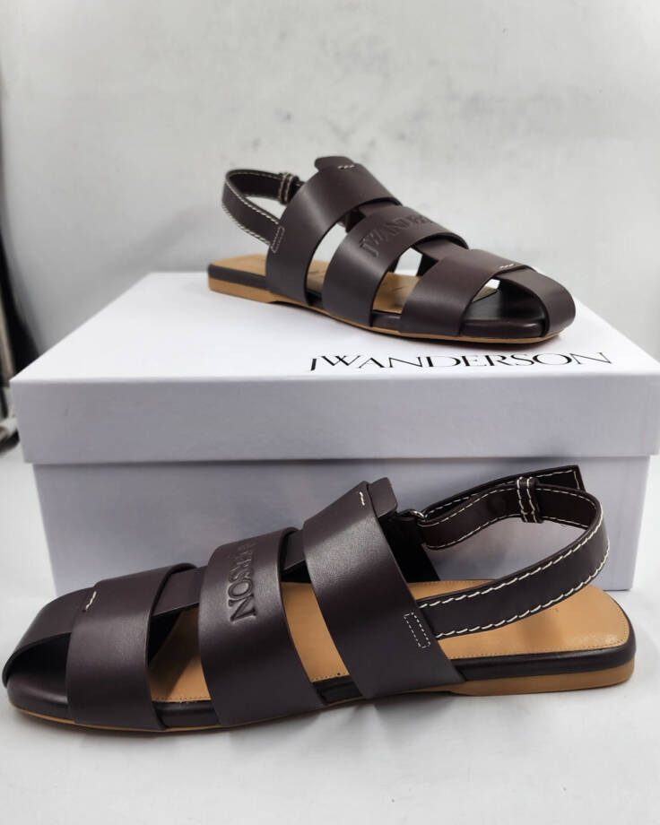 JW Anderson Buckled Fisherman Sandals Men's 44/11 US Dark Brown Buckled Closure
