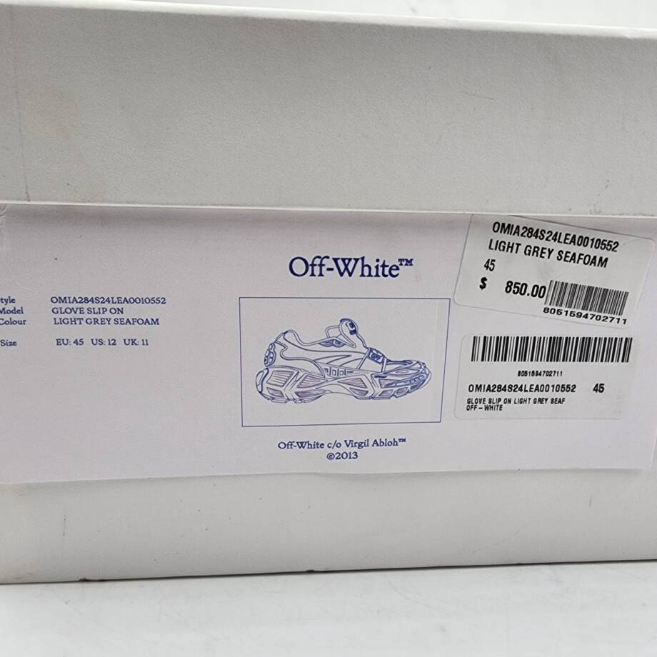 Off-White Glove Slip On Sneakers Women's 45/12 US Light Grey/Seafoam Round Toe