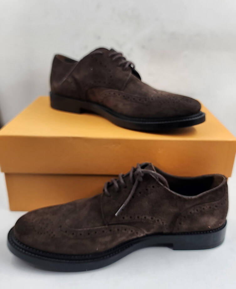 Tod's Bucature Forma Wingtip Derby Dress Shoe Men's 8.5 Dark Brown Lace Up