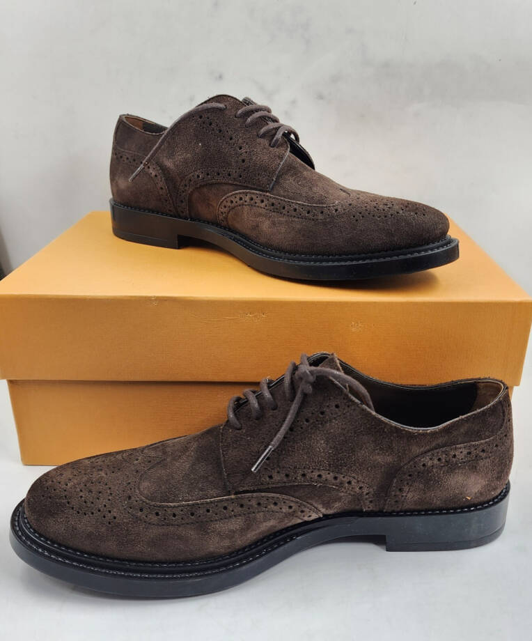 Tod's Bucature Forma Wingtip Derby Dress Shoe Men's 8.5 Dark Brown Lace Up