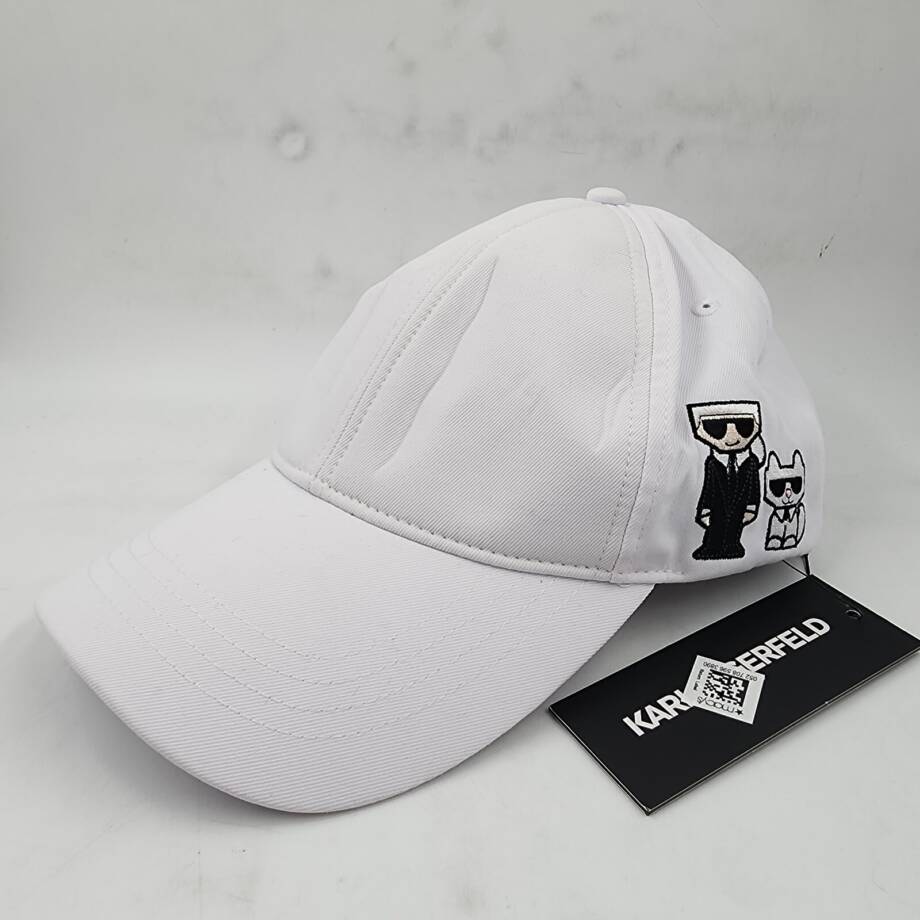 Karl Lagerfeld Paris Embroidered Baseball Cap Women's One Size White Adjustable