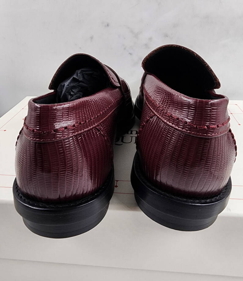 Alexander Mcqueen Croc Embossed Apron Toe Loafers Men's 41/8 US Burgundy