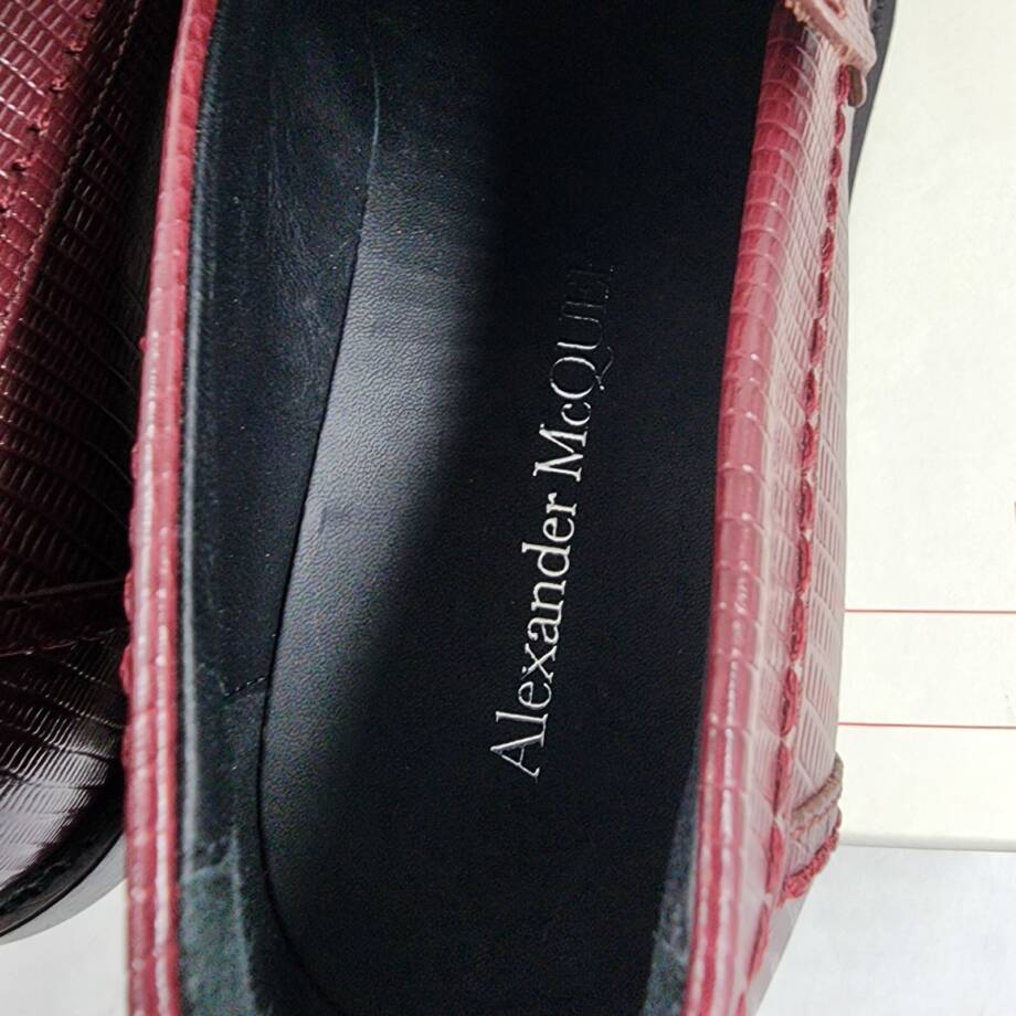 Alexander Mcqueen Croc Embossed Apron Toe Loafers Men's 41/8 US Burgundy