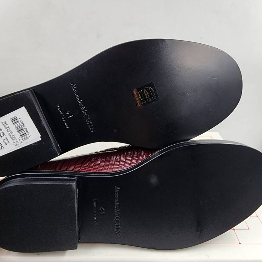 Alexander Mcqueen Croc Embossed Apron Toe Loafers Men's 41/8 US Burgundy