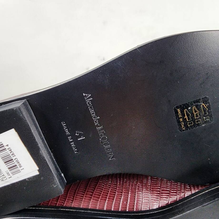 Alexander Mcqueen Croc Embossed Apron Toe Loafers Men's 41/8 US Burgundy