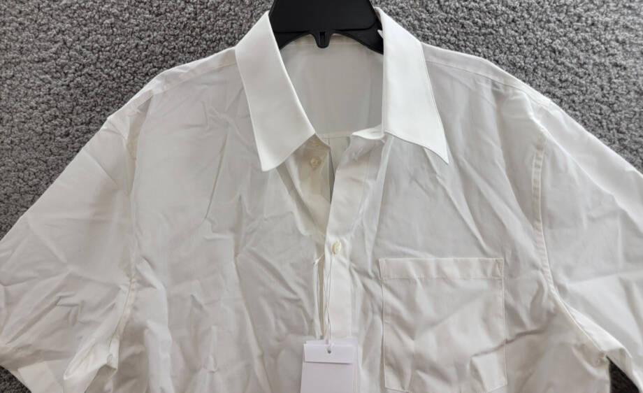 Helmut Lang Button-Front Shirt Men's M White Solid Point Collar Short Sleeve