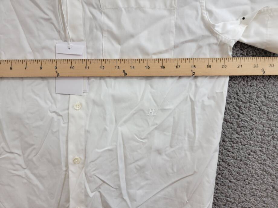 Helmut Lang Button-Front Shirt Men's M White Solid Point Collar Short Sleeve