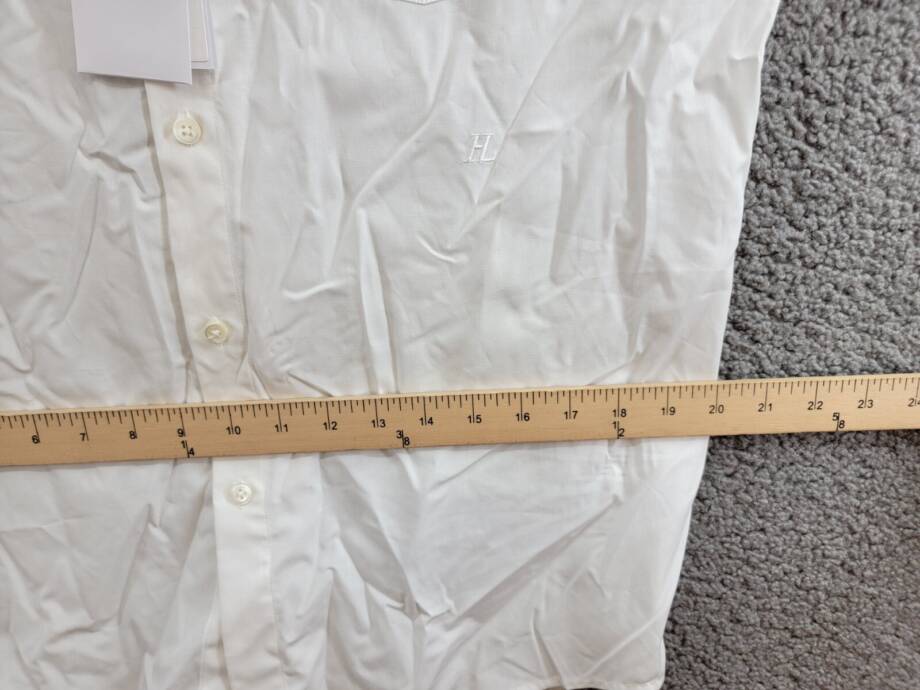 Helmut Lang Button-Front Shirt Men's M White Solid Point Collar Short Sleeve