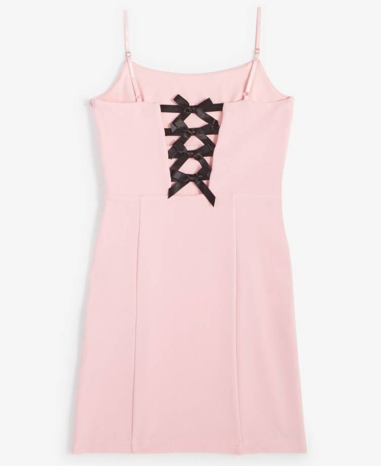With Jules Sleeveless Bow-Back Ponté-Knit Dress Big Girl XL Pastel Pink Side Zip