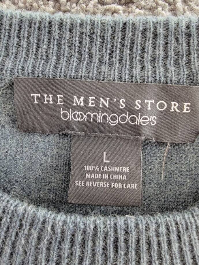 The Men's Store Cashmere Novelty Stitch Crewneck Sweater Men's L Slate Green