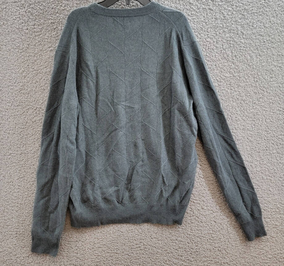 The Men's Store Cashmere Novelty Stitch Crewneck Sweater Men's L Slate Green