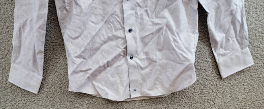 David Donahue Trim Fit Micro Dobby Dress Shirt Men's 15 32/33 Navy/White L/S