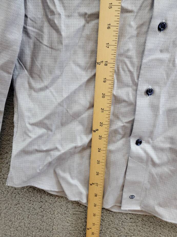 David Donahue Trim Fit Micro Dobby Dress Shirt Men's 15 32/33 Navy/White L/S