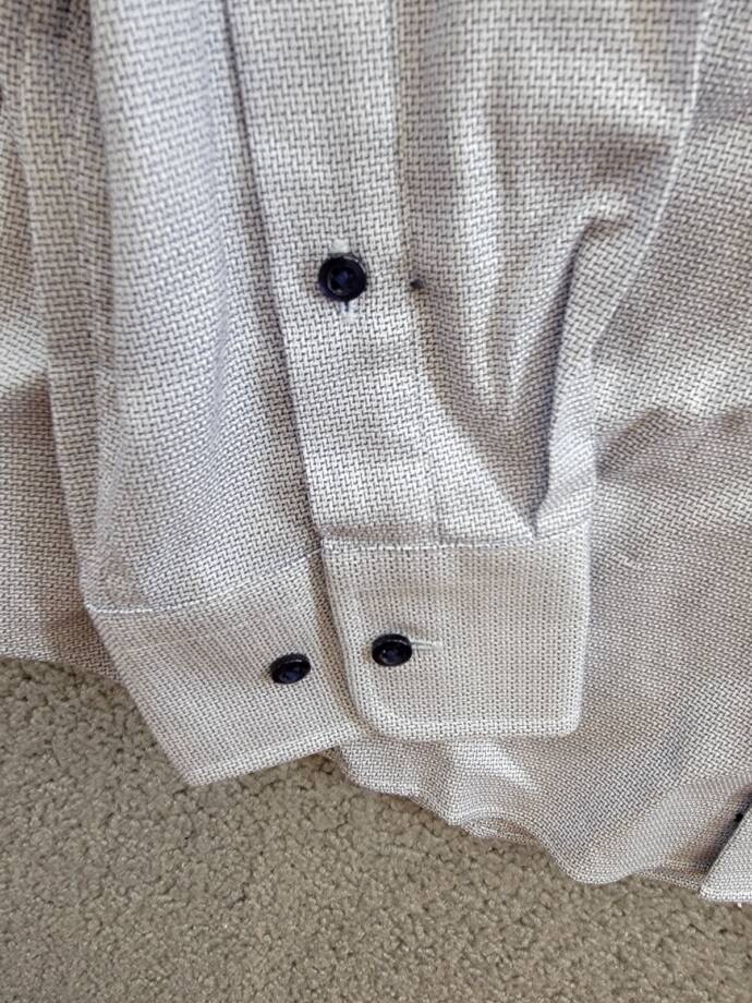 David Donahue Trim Fit Micro Dobby Dress Shirt Men's 15 32/33 Navy/White L/S