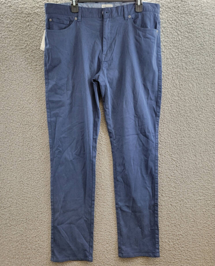 Peter Millar Crown Ultimate Sateen Classic Fit Pants Men's 38 Navy Zip/Button