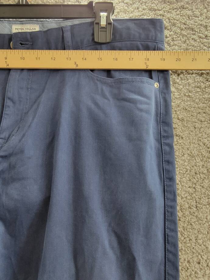 Peter Millar Crown Ultimate Sateen Classic Fit Pants Men's 38 Navy Zip/Button