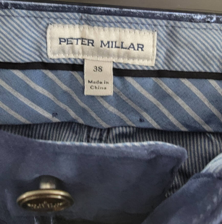 Peter Millar Crown Ultimate Sateen Classic Fit Pants Men's 38 Navy Zip/Button