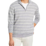Peter Millar Crown Eastham Striped Wool Blend Sweater Men's S British Grey L/S