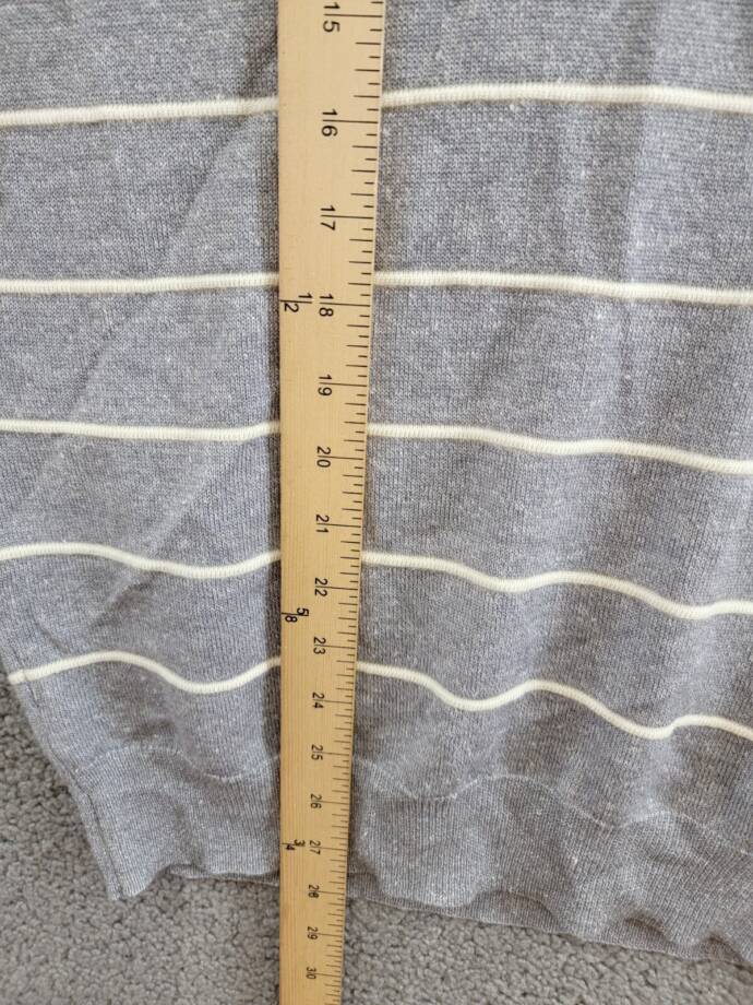 Peter Millar Crown Eastham Striped Wool Blend Sweater Men's S British Grey L/S