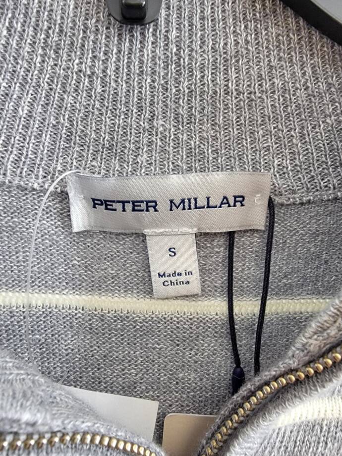 Peter Millar Crown Eastham Striped Wool Blend Sweater Men's S British Grey L/S