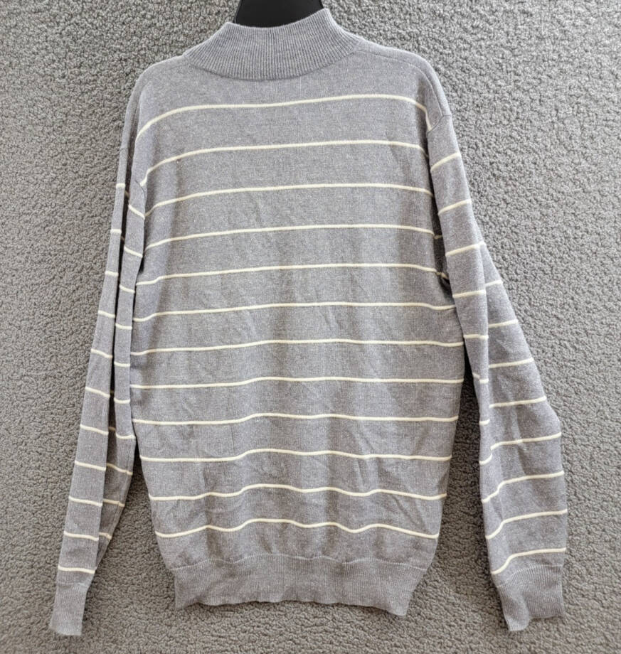 Peter Millar Crown Eastham Striped Wool Blend Sweater Men's S British Grey L/S