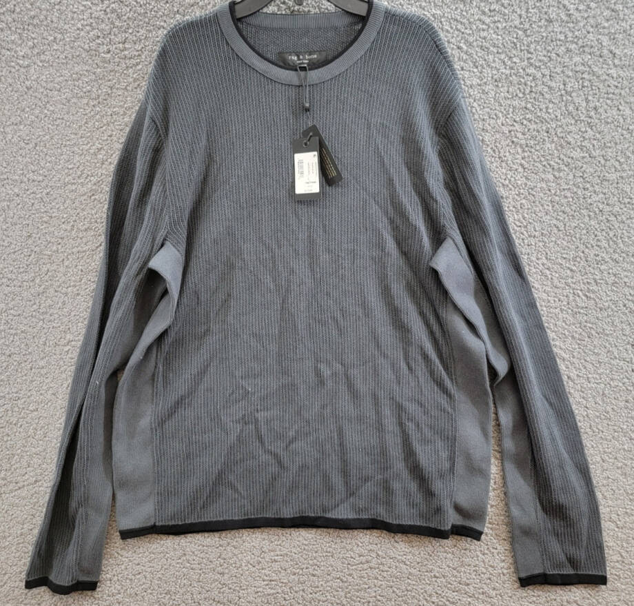 Rag & Bone Harvey Crew Sweater Men's Large Shark Blue Long Sleeve Pullover