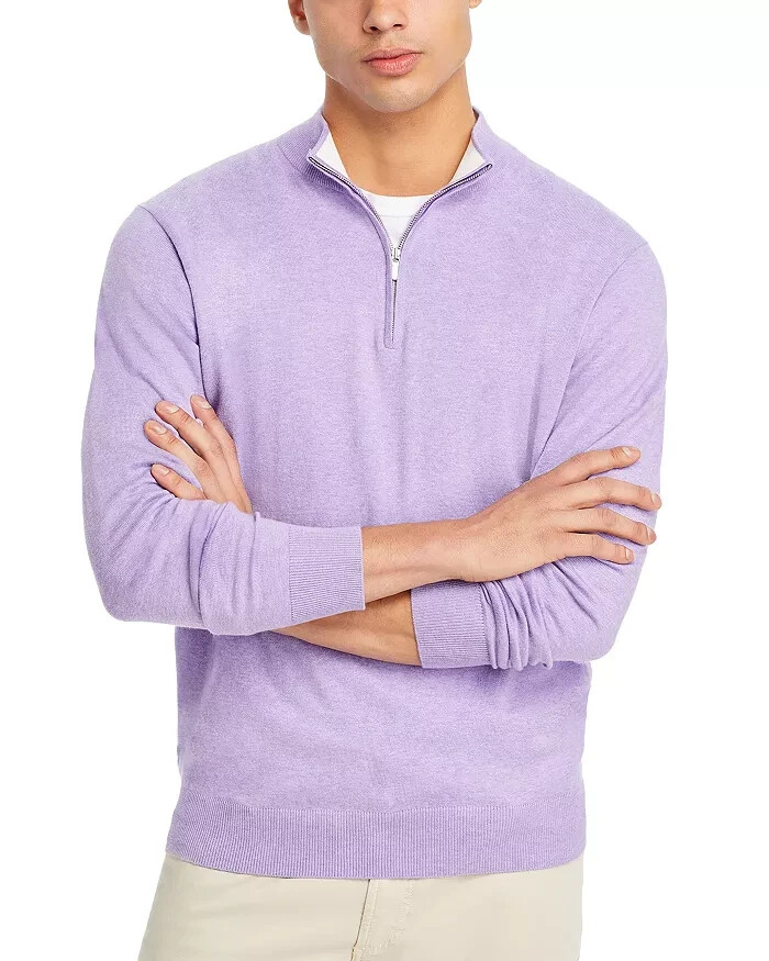 Peter Millar Crown Whitaker Quarter-Zip Sweater Men's XXL Wild Lilac Silk Blend