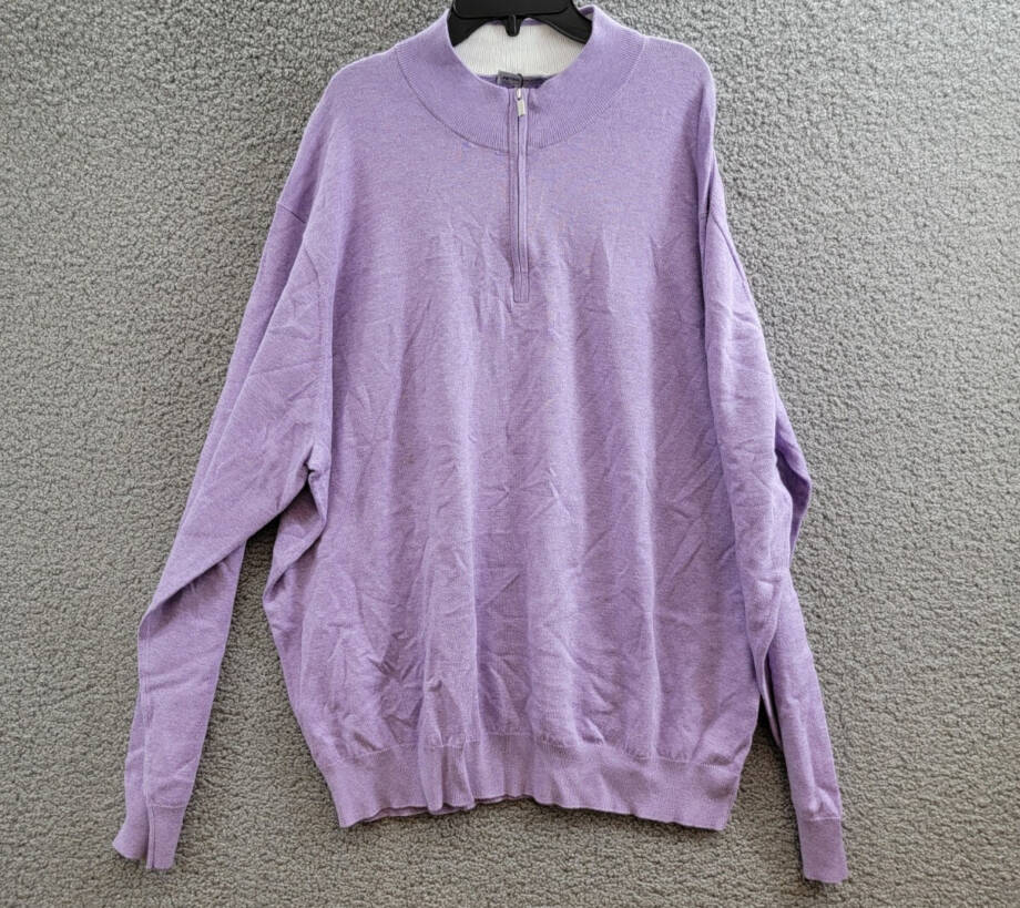 Peter Millar Crown Whitaker Quarter-Zip Sweater Men's XXL Wild Lilac Silk Blend