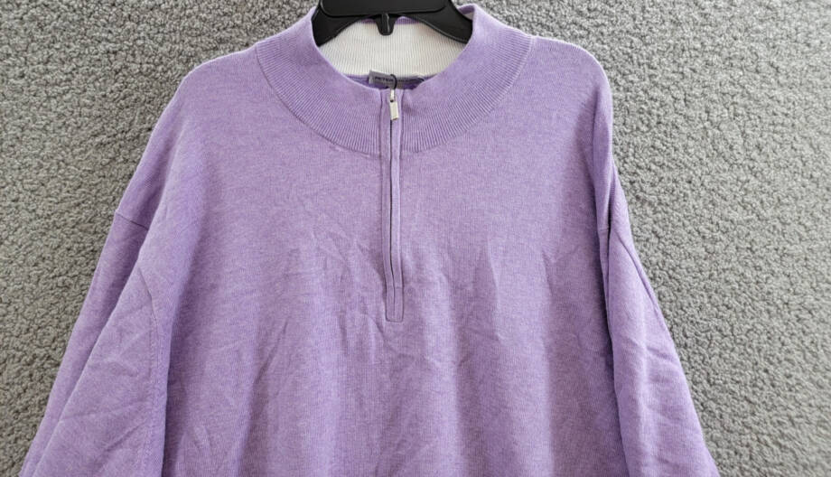 Peter Millar Crown Whitaker Quarter-Zip Sweater Men's XXL Wild Lilac Silk Blend