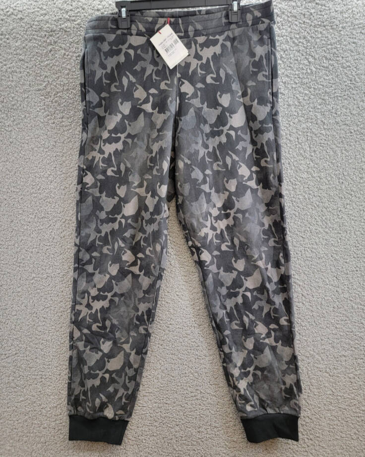 Bally Camo Print Jogger Pants Men's Black Multi Pockets Elastic Waist Pull On LG