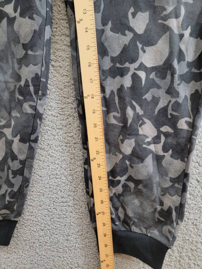 Bally Camo Print Jogger Pants Men's Black Multi Pockets Elastic Waist Pull On LG