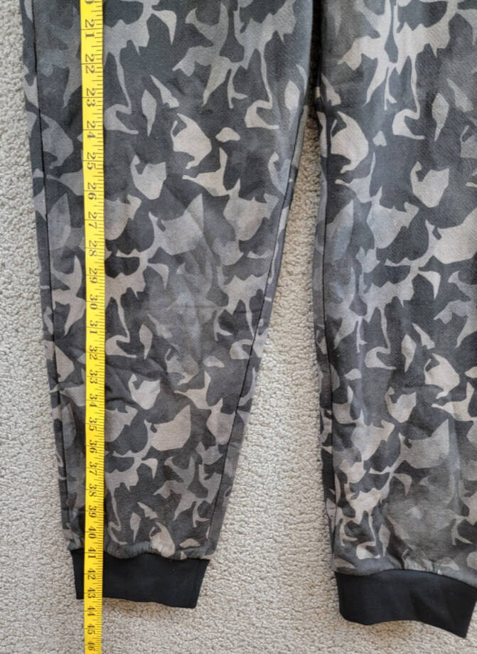 Bally Camo Print Jogger Pants Men's Black Multi Pockets Elastic Waist Pull On LG