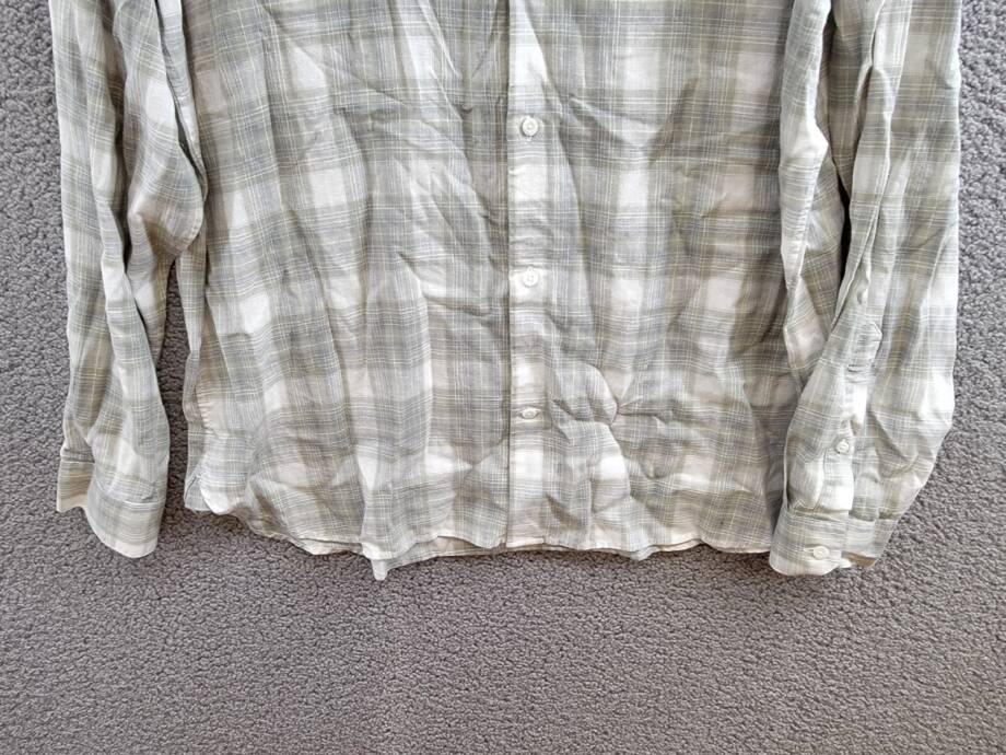 Vince Salton Plaid Shirt Men's XXL Alabaster Long Sleeve Button Closure