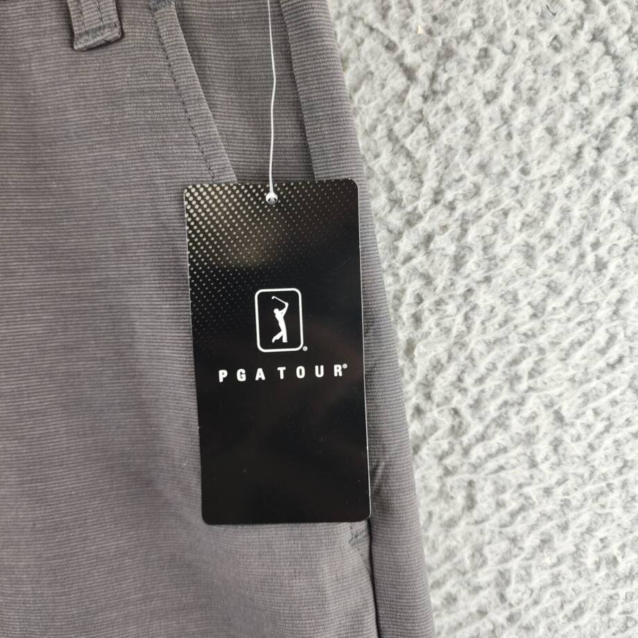 PGA TOUR Flat Front Horizontal Textured Golf Short Men's 42 Dark Grey Heather