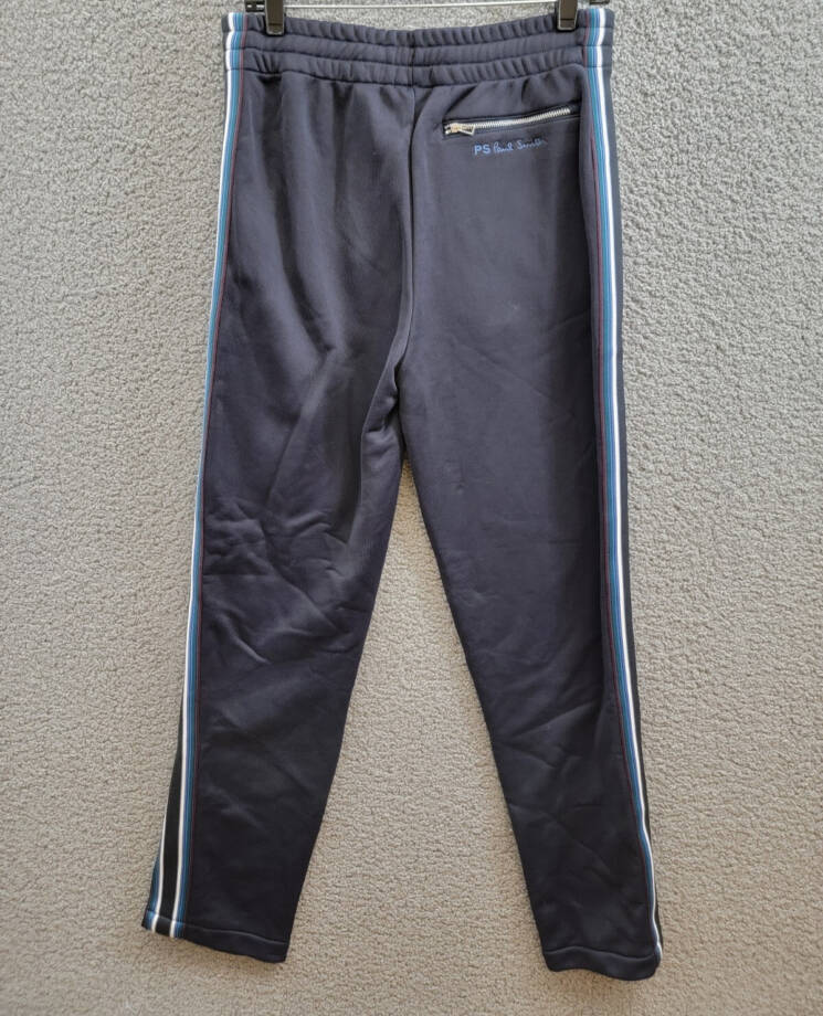 PS Paul Smith Stripe Trim Sweatpants Men's XS Navy Elastic Waist Pull On