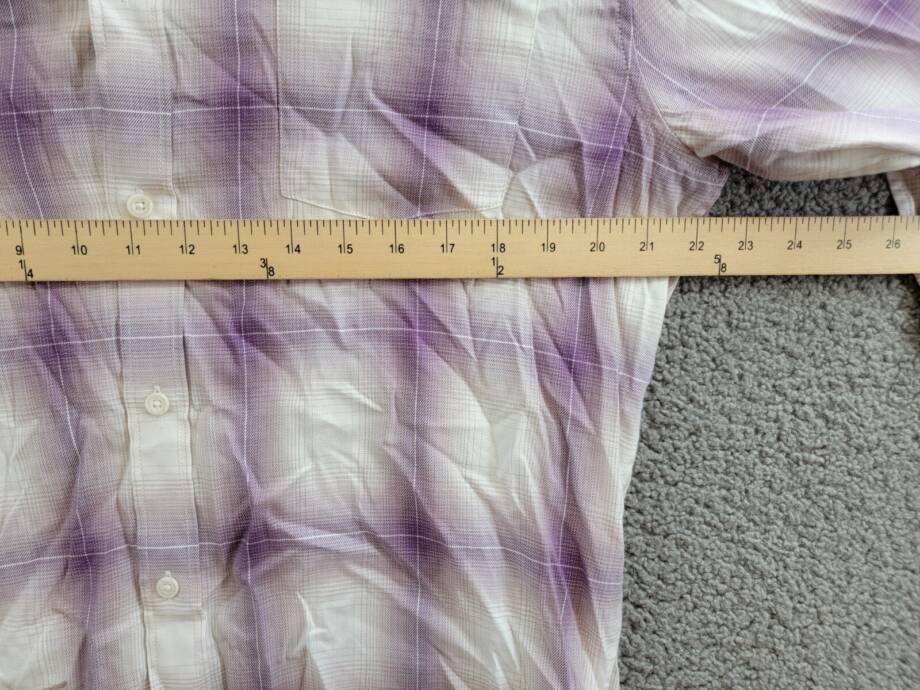 Vince Mirage Plaid Classic Fit Shirt Men's L Purple Front Pockets Button Closure