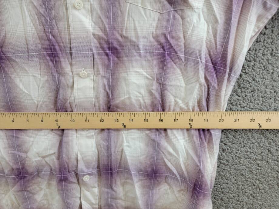 Vince Mirage Plaid Classic Fit Shirt Men's L Purple Front Pockets Button Closure